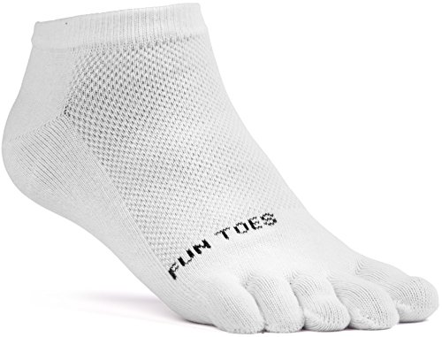 Fun Toes Women's Cotton Toe Socks-Breathable-6 Pairs Pack-Size 9-11-Lightweight (2 Black/ 2White/ 2Grey-Purple) #TOP2