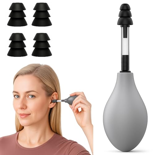 Ear Pressure Relief with 5 PCS Ear Tips, Ear Pressure Balance Tool for Air Travel Takeoff & Landing, and Bedtime Ear Relaxation, Migraine Ear Pressure Relief Aid (Gray, One Size)