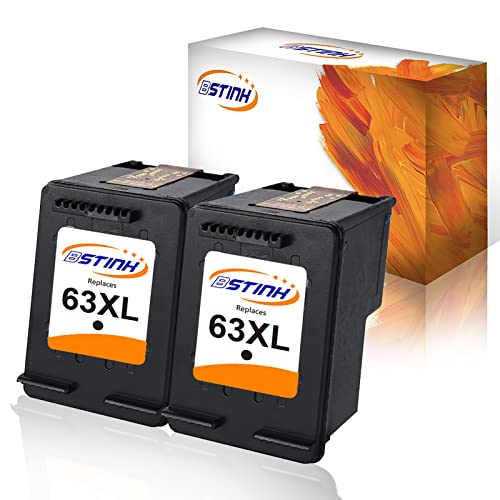 Flash Deals - 60% OFF BSTINK Remanufactured Ink Cartridge Replacement for HP 63XL 63 XL Compatible with HP OfficeJet 3830 4650 5255 Envy 4520 4512 4516 Deskjet 1112 3630 3634 3639 3632 2132 Printer,2 Black