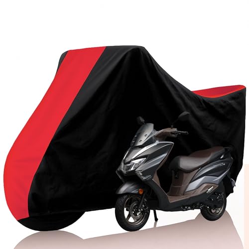Image of All Weather Protection Two Wheeler Cover for Suzuki Burgman Street 125, Scooter & Scooty | Anti Dust, 100% Water Resistance, Heat Resistant, UV Proof - Triple Stitched | (Black Top Red)