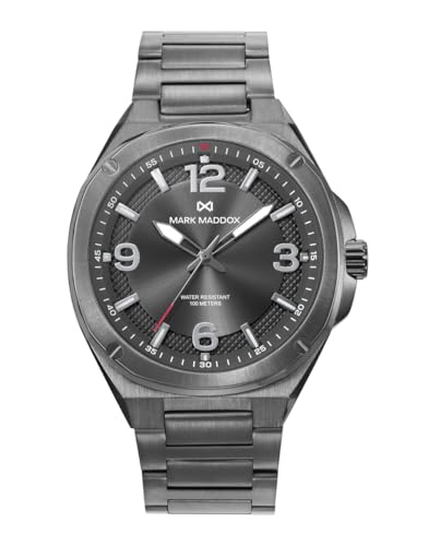 Mark Maddox Reloj Hombre HM1020-15 - Analógico de Acero IP Gris con Correa de Acero