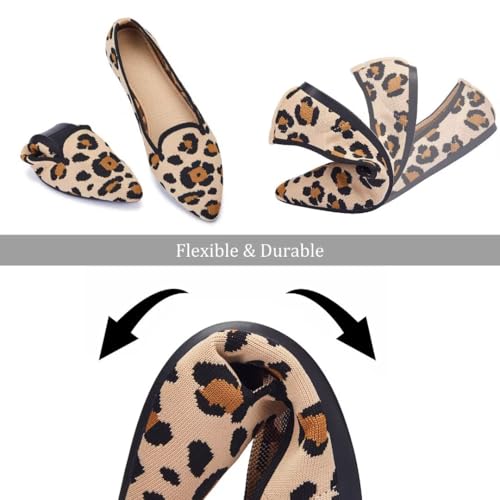 Image of Frank Mully Women's Casual Loafer Flats Slip On Loafer Shoes Comfortable Knit Flat Shoes Classics Pointy Toe Loafer Flats,for Work,Travel