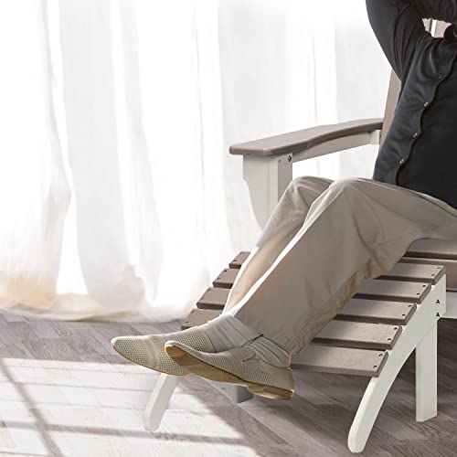 Aoodor Outdoor Adirondack Ottoman, Hdpe Weather Resistant Patio Footrest - Brown And White #TOP6
