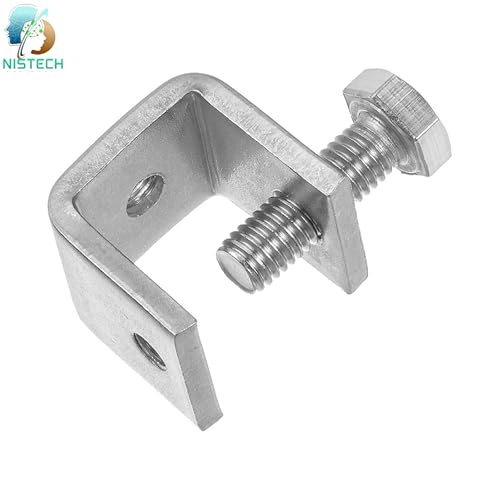 Image of NISTECH Mini Desk Clamp Stainless Steel C Clamps (Pack of 2) Mini 0.79 inch Wide Jaw Opening Small Metal U Clamp for Woodworking Welding Building Household Mounting- 2pc.