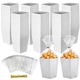 120 Pcs Small Popcorn Boxes, 2.2 x 4.2 x 3 Inch Mini Paper Popcorn Box Popcorn Cups with Clear Cellophane Bag, Disposable White Popcorn Boxes for Party