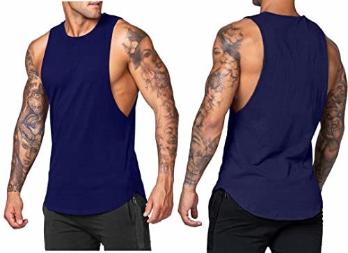 Regata Cavada Longline Oversized treino casual academia musculação balada (G, Marinho)