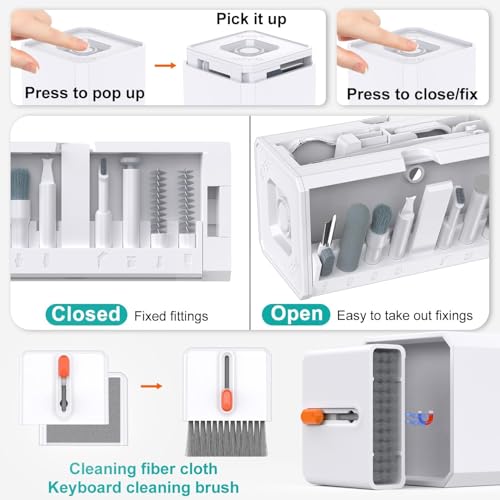 Image of ELECTRO WOLF 32 in 1 Multi-Functional Cleaning Kit for Electronics Including Headphones, Mobile Phones, Computer, Monitor, Lens and etc, Compact and Portable Design (White)