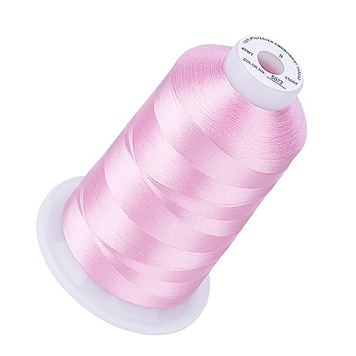 Image of Simthread 5500Yds /5000M 40WT Polyester Embroidery Thread Lt Rose Pink S073 | High-yardage 5000M spool offers smooth feeding and stable 40WT polyester thread for home and commercial embroidery machines.