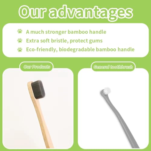 Image of DR PERFECT Dog Toothbrush, Micro Nano Ultra Soft Bristle for Sensitive Gum, Small to Large Dog Teeth Cleaning, Bamboo Toothbrush, Easy to Brush Teeth, Fresh Breath (4)