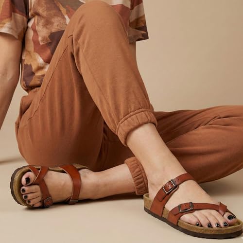 Image of CUSHIONAIRE Women's Luna Cork Footbed Sandal With +Comfort