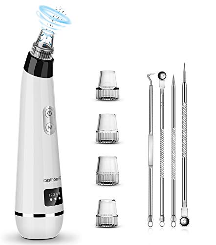 CESTBON Blackhead Remover Vacuum Pore Cleaner Rechargeable Face Acne Comedones Extractor Electric Suction Tool for Face Treatment with 5 Probes