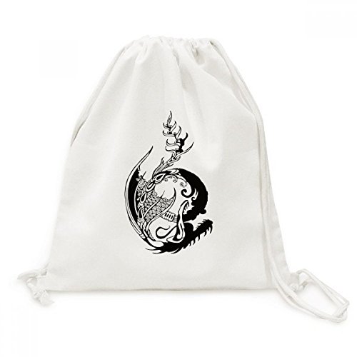 Sac cordon dragon peinture Chine en toile idéal pour vos randonnées et sorties