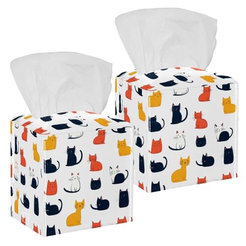 Boîte à mouchoirs en cuir rectangulaire : lot de 2 distributeurs de table - 2