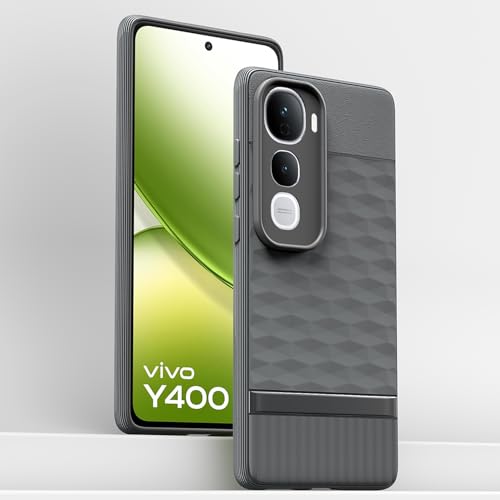 Image of Pikkme Back Cover for Vivo Y400 5G Soft Grip 3D Hexa Cube Texture Silicone Bumper Case (Grey)