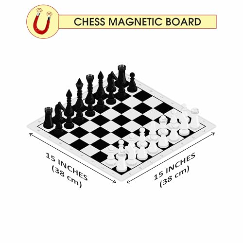 Image of Ankit Toys & Games Magnetic Chess 15 inch Board Game Set - Portable, Travel Friendly, Ideal for Kids and Families, Magnetic Pieces for Stability, Classic Strategy and Luck Games