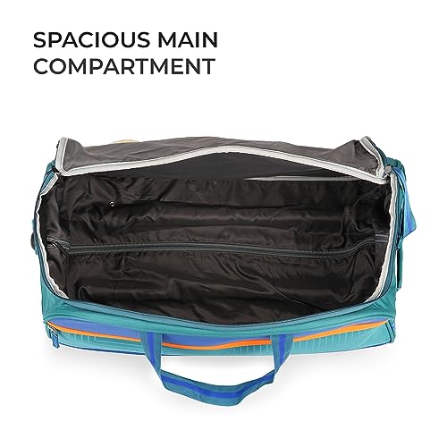 Image of Stony Brook by Nasher Miles Maze Polyester Medium 62 cm Teal Blue Wheel Duffel Bag for Travel | Duffle Bag with Trolley