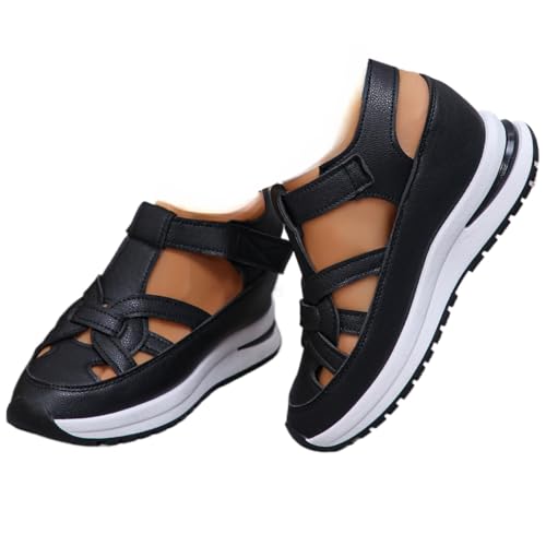 Geerta Women's Shoes, Fashionable Fastening Wedge Sneakers, Casual Comfortable Soft Sole Platform Sandals for Summer, Lightweight Breathable Daily Wear