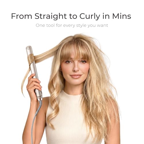 TYMO Flat Iron Hair Straightener and Curler 2 in 1 with 10s Fast Heating, 1 Inch Professional Titanium Straightening Curling Iron with 32 Adjustable Temp and Automatic Shut Off, Champagne - Image 4