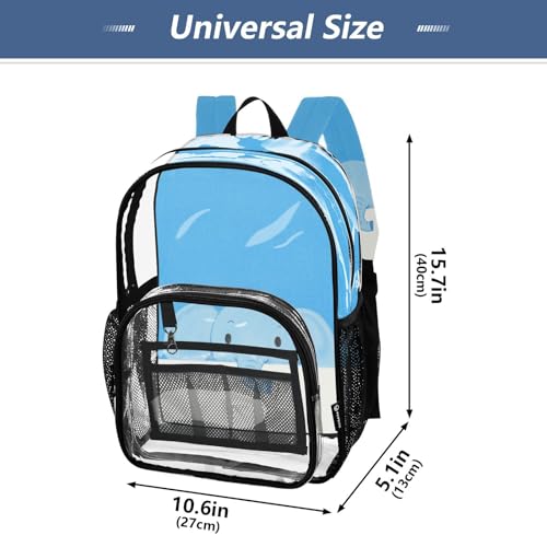 Cute Cartoon Blue Elephant Kids Clear Backpacks For School Clear Bookbag For Boys Transparent Seethrough PVC Bag4