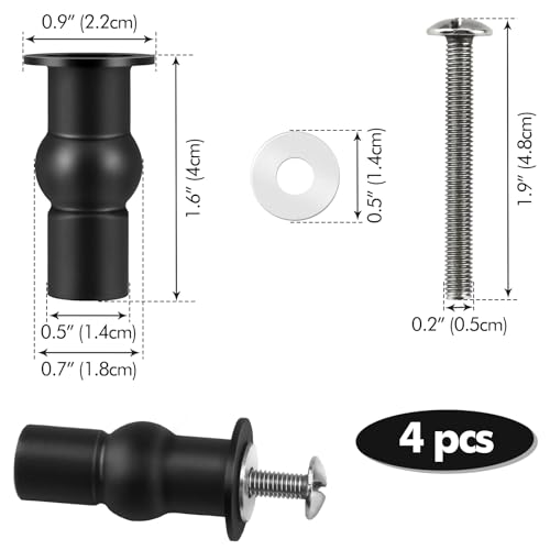 Poeland 4 PCS Toilettensitz Schrauben Set, WC Sitz Befestigung, Toilettensitz Ersatzteile mit Expandierende Gummi-Deckmuttern, Toilettenbefestigungen