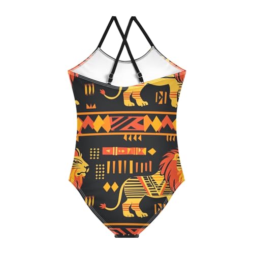 Image of Girls One Piece Swimsuits, Lion Beach Bathing Suit Sport Halter Swimwear, 3T