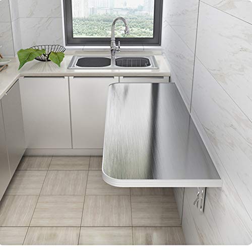 Folding Wall Mounted Drop-Leaf Table Wall Desk Fold Down Dining Table Stainless Steel Computer Workstation Desk #TOP1