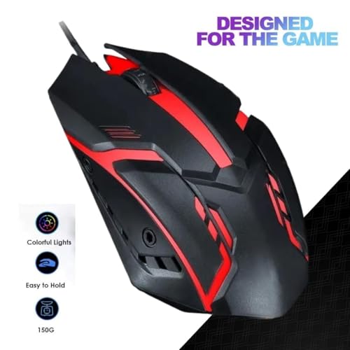 Image of Wired Gaming Mouse with LED Lighting, Ergonomic Design, Adjustable DPI, and 2 Buttons - High Precision USB Optical Mouse for PC & Laptop (Black)