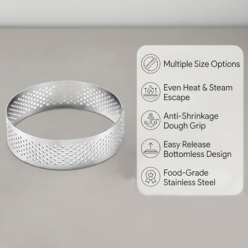Image of KMW Stainless Steel Cake Ring Round- 3 pc. Set I Professional Quality for Home & Restaurant use I D.8x2cm.Ht.18 /8
