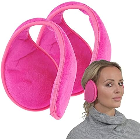 Basic Sense 2PCS Extra Wide Plain Earmuff, Fuchsia-Fuchsia Cover
