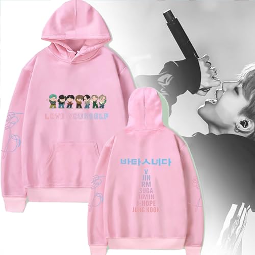 Women Bangtan Hoodie Love Yourself Sweatshirt K-pop Jungkook Suga V RM Jin J-hope Long Sleeves Pullover Sweater Coat