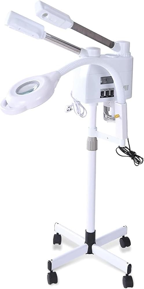 Profesjonalna lampa do gotowania na parze do twarzy 3 w 1 do salonu, spa, urody, sprzęt do pielęgnacji skóry, regulowana wysokość, z 4 rolkami dla łatwego poruszania się