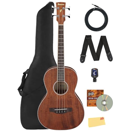 Ibanez PNB14E Acoustic-Electric Bass Guitar - Open Pore Natural Bundle with Gig...