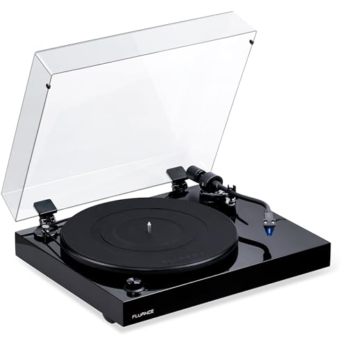 Fluance RT84 Reference High Fidelity Vinyl Turntable Record Player with Ortofon 2M Blue Cartridge, Speed Control Motor, High Mass MDF Wood Plinth, Vibration Isolation Feet - Piano Black