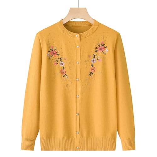 Women's Embroidered Grandma Knit Cardigan – Slim Fit Single-Breasted Sweater Coat for Spring and Fall3