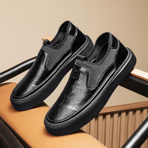 Men's Trendy Leather Slip - Ons, Versatile Casual Footwear - Perfect for Urban Explorations, Casual Hangouts & Daily Style Shines3