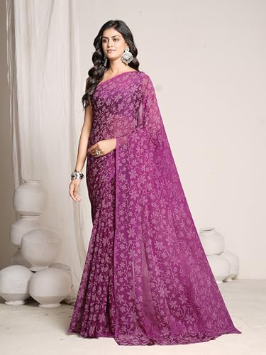 Image of Garden Vareli Lock Chiffon Floral Saree