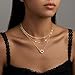 WomenGifts Layered Gold Necklaces for Women, Tarnish Free Waterproof Jewelry Necklace, Pendant Chain Set with Interlocking Double Circle, Chunky Stackable Cuban Chain Choker