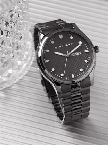 Image of Giordano Analog Watch for Men with Two-Tone Stainless Steel Strap & Textured Dial, Day-Date Display, Elegant Casual Style