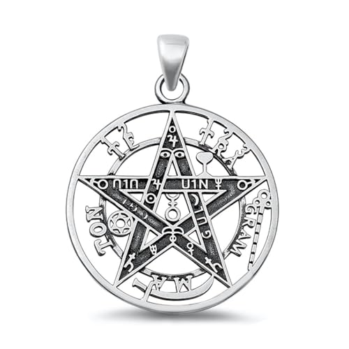 Sterling Silver Tetragrammaton Pentagram Polished Pendant To Exist 925 New Charm