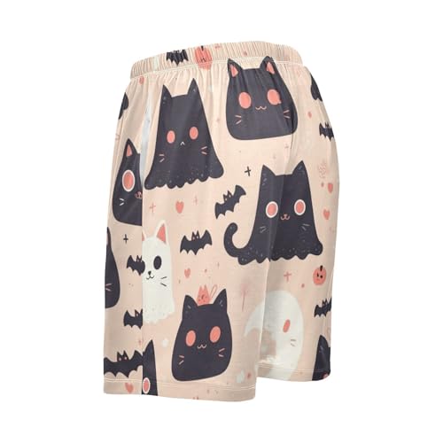 Men's Short Pajama Bottoms Cats Cute Halloween Love Home Casual Sleep Pants2