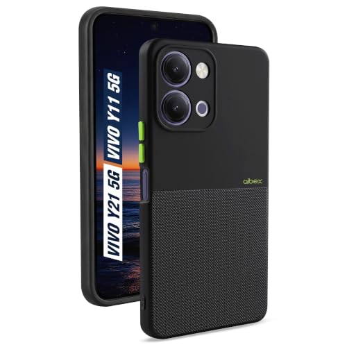 Image of AIBEX Premium Back Cover Case Compatible for Vivo Y21 5G / Vivo Y11 5G | Scratch & Drop Tested Shockproof Matte Texture Case with Soft Microfibre Lining | Slim Fit with Anti-Scratch Finish - Black