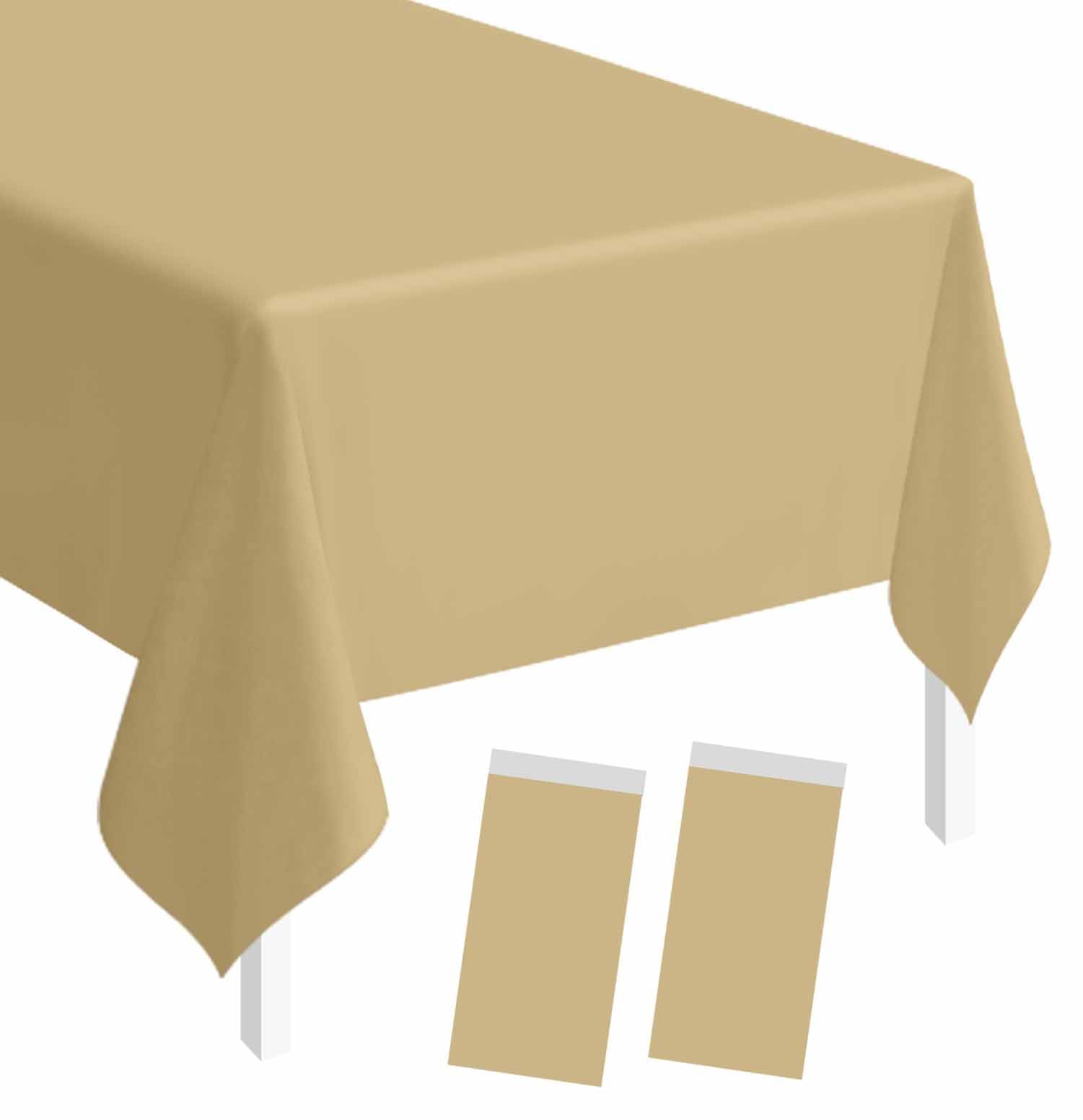 SietDESEO 2 Pack Gold Plastic Tablecloth Rectangle 54 x 108 Premium Disposable Table Cloth Plastic Table Cover for Wedding Baby Shower Birthday Party Christmas Disposable Tablecloth