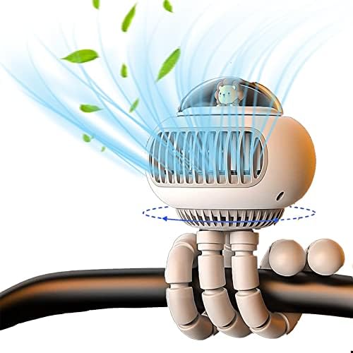 Baby Stroller Fan rechargeable 130 °Automatic Swing Handheld Personal Portable Clip On Fan With Flexible Tripod Desk Fan Ultra Quiet USB Fans Bike Treadmill Crib Car Seat Outdoor Camping Office Traveling