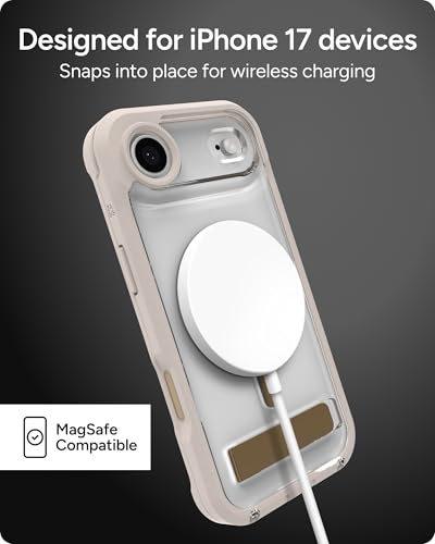 Image of ZAGG Rainier Case with Kickstand for iPhone Air - Gray Sandstone, Graphene 22ft (7m) Drop Protection, Lanyard Attach Points, MagSafe, Wireless Charging Compatible, 2-Piece Design, Phone Case