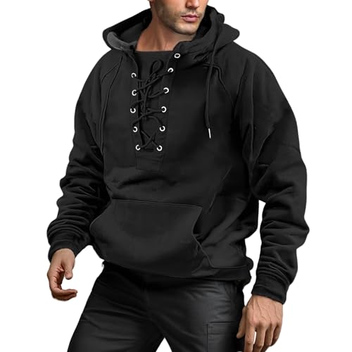Mens Hoodies Distressed Tactical Hoodies Cargo Tactical Sweatshirt Retro Lace Up Hooded Pullover Fleece Sports Jacket3