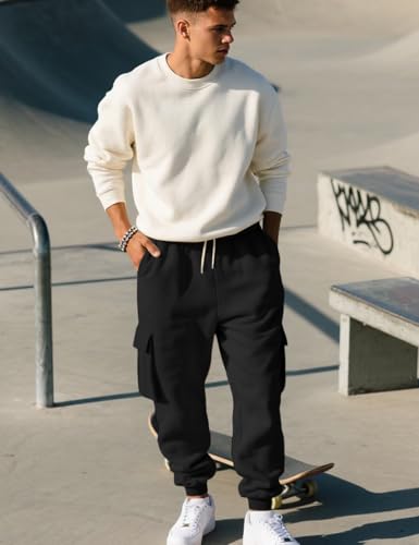 Men's Casual Cargo Pants Workout Joggers Stretch Sweatpants Lounge Athletic Pants Drawstring Pants with Pockets 5