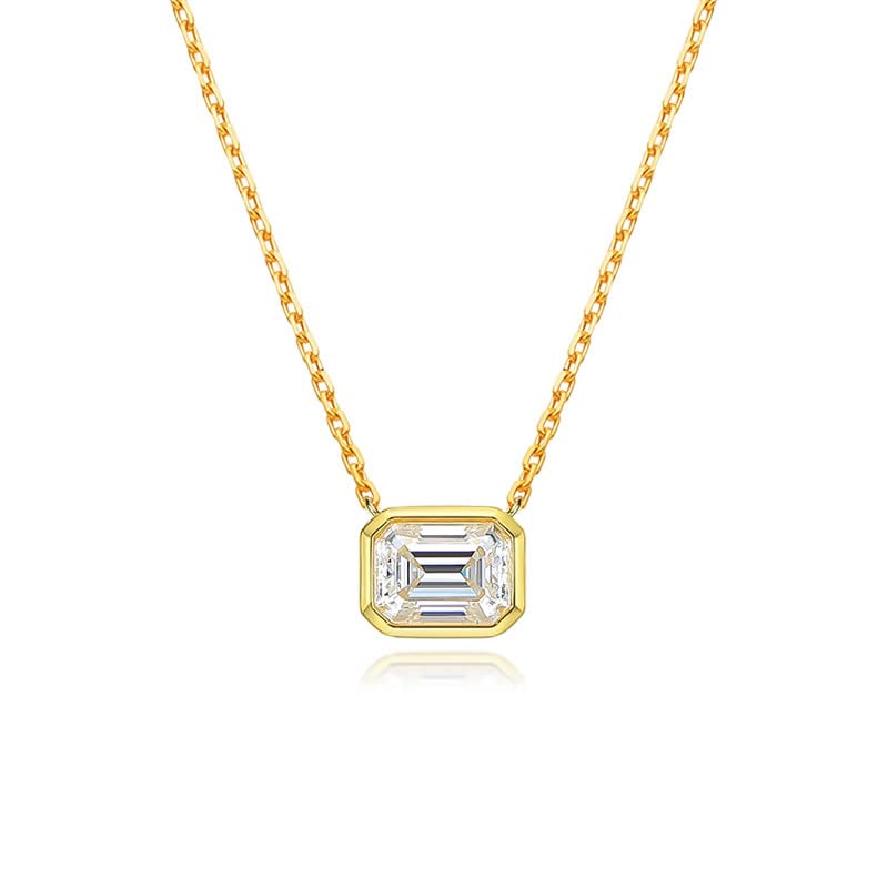 Colliers pour femmes pendentif Moissanite taille émeraude le cadeau d'anniversaire parfait