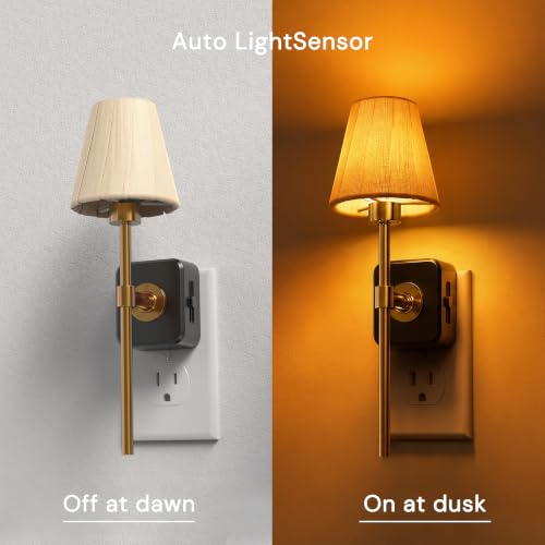 Image of L LOHAS LED Night Lights Plug into Wall, Pleated Fabric Cover Night Light
