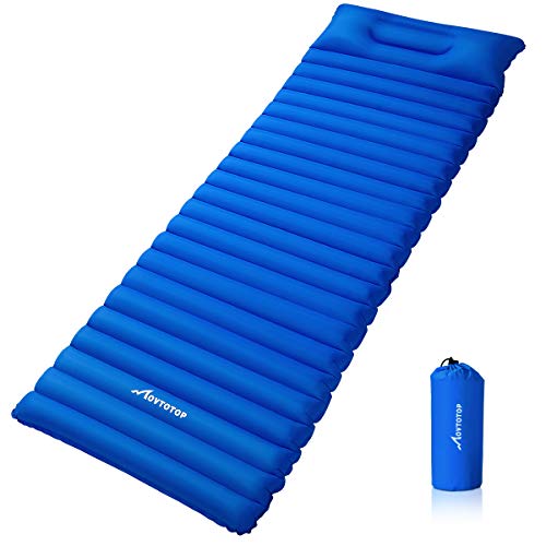 MOVTOTOP Camping Sleeping Pad, Extra Thickness Ultralight Camping Pad with Attached Pillow, Backpacking