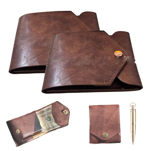 Vintage Handmade Leather Wallet,Vintage Handmade Leather Wallet With Pen,Multifunctional Compact Wallets,Vintages Handmades Leathers Wallets Shape Walletes & Pen (2)